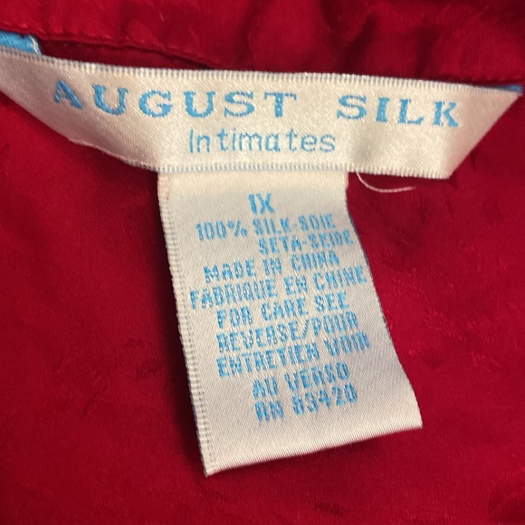 August Silk 100% Silk Vintage Pajama Set Top Bottom Sz 1X Red - Picture 7 of 7